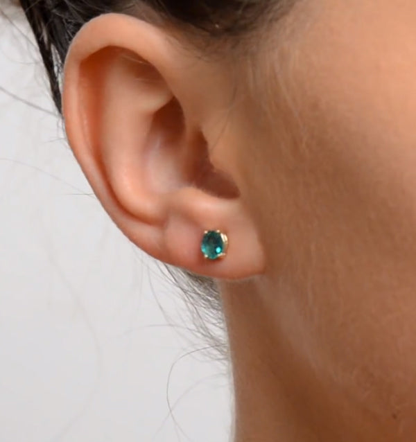Emerald 5x4mm 0.64ct 9K Yellow Gold Earrings